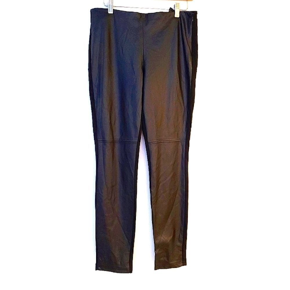 Attitude Black Faux Leather Leggings Sz 8